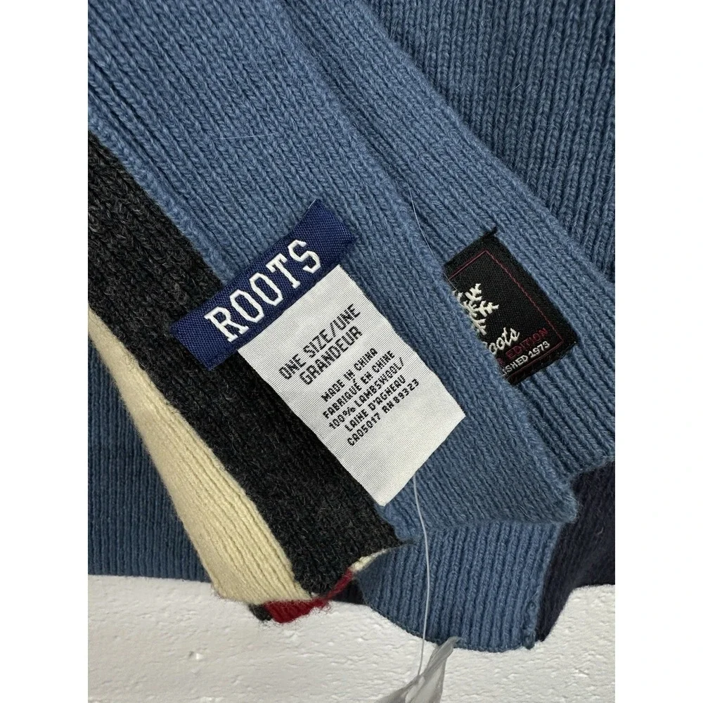 Roots Winter Edition Scarf Blue Red Striped Lambswool / Women's One Size